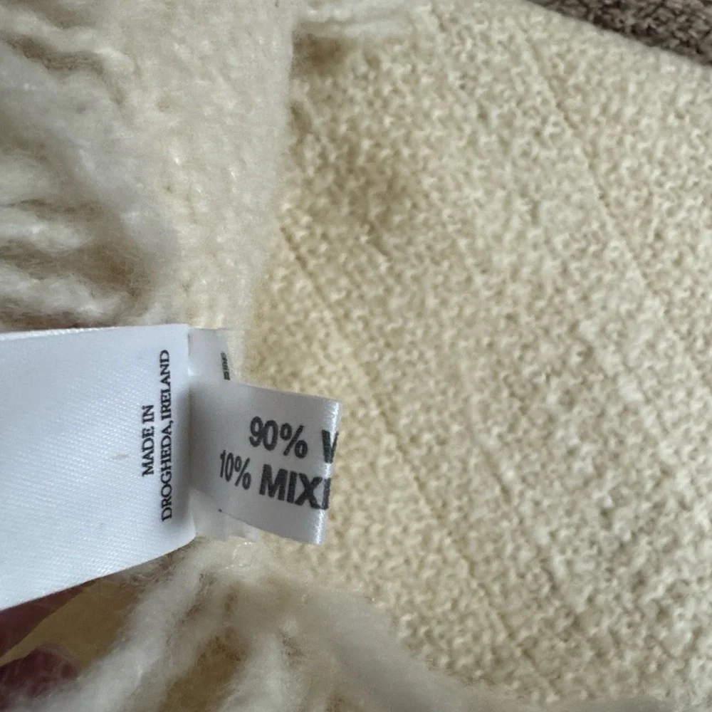 Irish baby blanket by Branigan Weavers Cream color with lace and satin bows